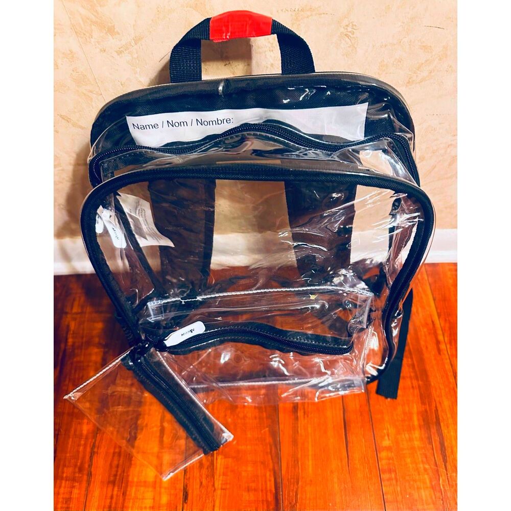 Black Trimmed Transparent School, Stadium Travel approved Backpack & Small Bag